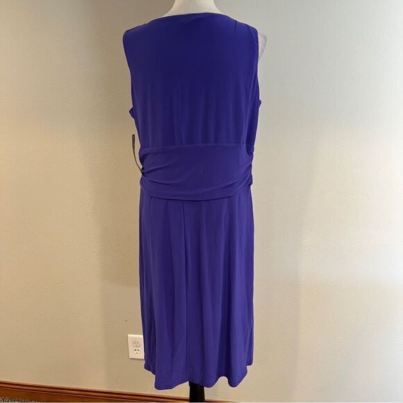 Chaps Vivid violet purple color Sleeveless v-neck Midi formal Dress size 16W - Picture 5 of 12